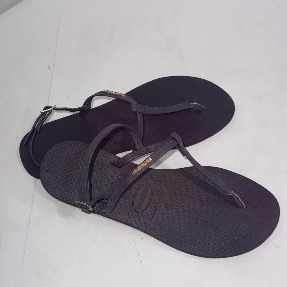 Havaianas Purple Classic‎ Leather T-Shape You Riviera Thong Sandals Size 9/10